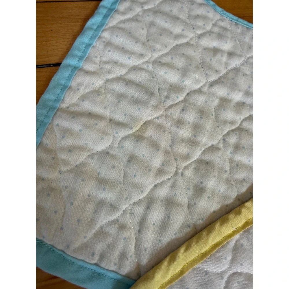 Vintage Precious Moments Quilted Baby Bibs Set of 3 Bunny Bear Cow Pastel Tie